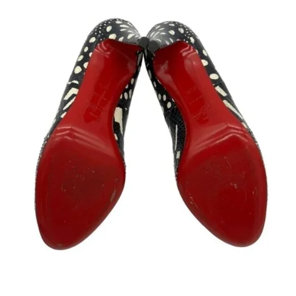Christian Louboutin Spotter Pumps Watersnake Black White Snake Size 40.5 US 10.5 - Picture 6 of 9